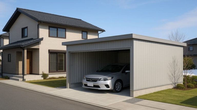 米子市の住宅に施工された車庫ガレージのイメージ