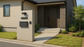 米子市の戸建て外構に施工された門柱のイメージ