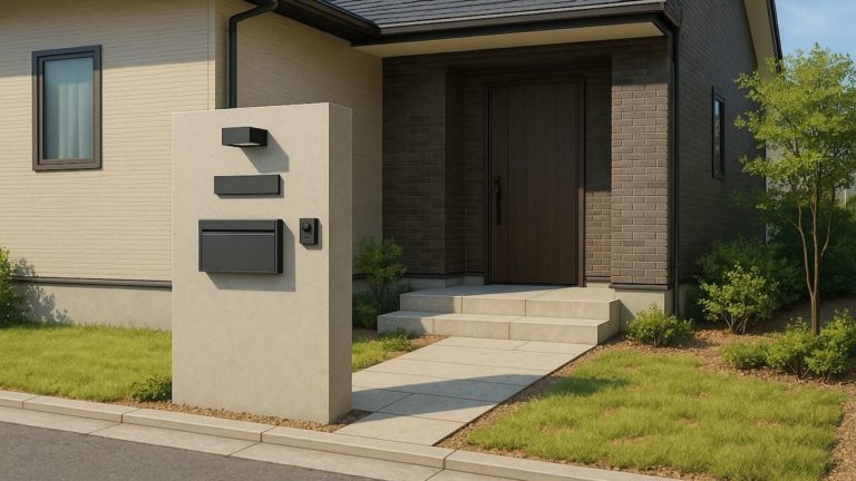 米子市の戸建て外構に施工された門柱のイメージ