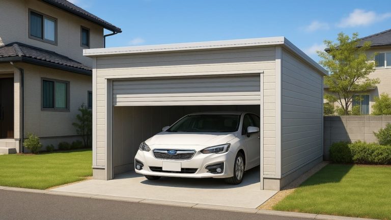 座間市の住宅に施工された車庫ガレージのイメージ