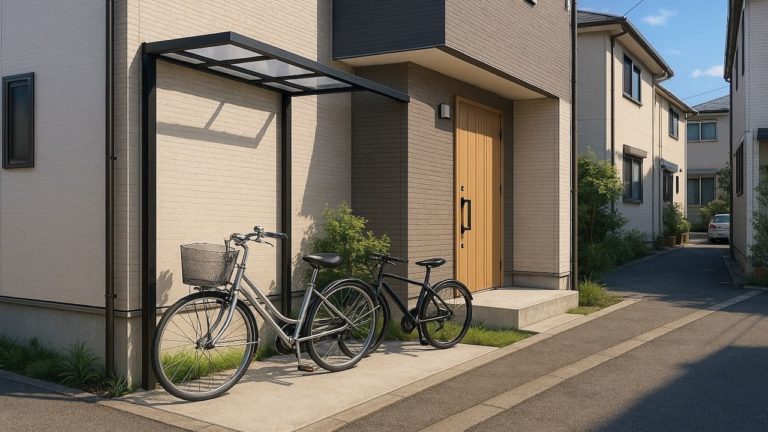 我孫子市の戸建て外構に施工された自転車置き場のイメージ