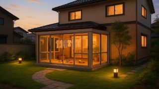 【我孫子市】テラス囲い・サンルームの費用感|初心者向けの5つのコツ 我孫子市の戸建て外構に施工されたテラス囲い・サンルームのイメージ