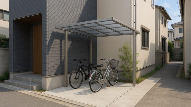 足立区の戸建て外構に施工された自転車置き場のイメージ