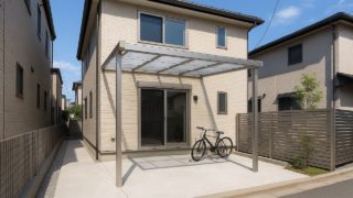 足立区の戸建て外構に施工されたテラス屋根のイメージ