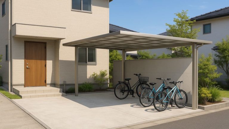 愛知県の戸建て外構に施工された自転車置き場のイメージ