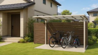 明石市の戸建て外構に施工された自転車置き場のイメージ