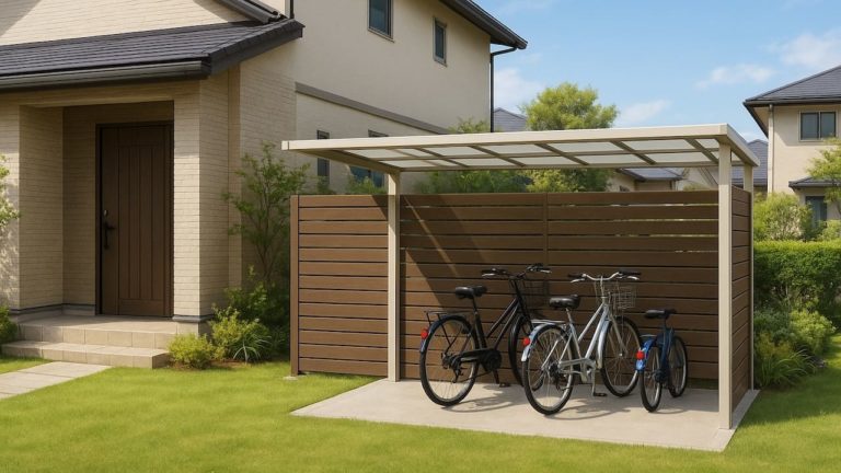 明石市の戸建て外構に施工された自転車置き場のイメージ