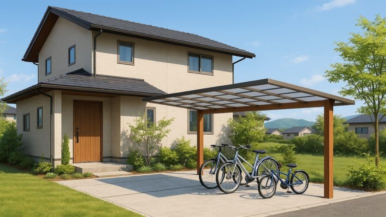 明石市の戸建て外構に施工されたサイクルポートのイメージ