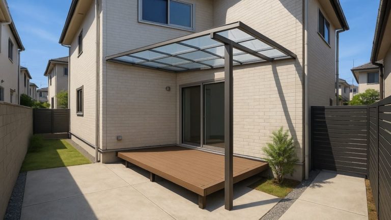 昭島市の戸建て外構に施工されたテラス屋根のイメージ