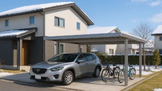 秋田県の戸建て外構に施工された自転車置き場のイメージ