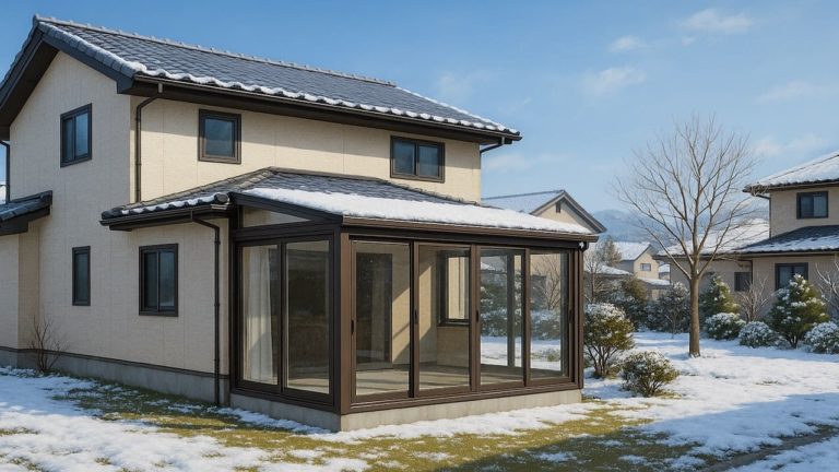 秋田県の戸建て外構に施工されたテラス囲い・サンルームのイメージ