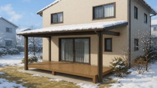 秋田県の戸建て外構に施工されたテラス屋根のイメージ