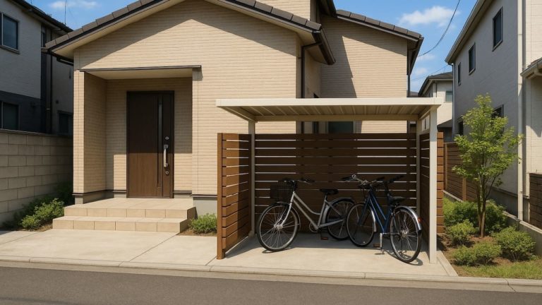 尼崎市の戸建て外構に施工された自転車置き場のイメージ