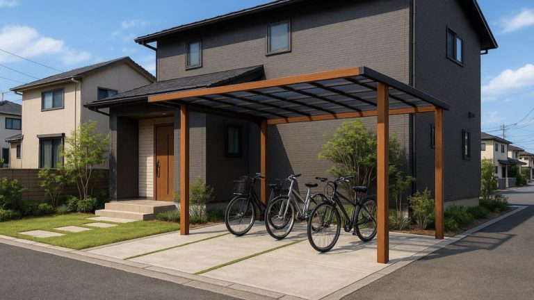 尼崎市の戸建て外構に施工されたサイクルポートのイメージ