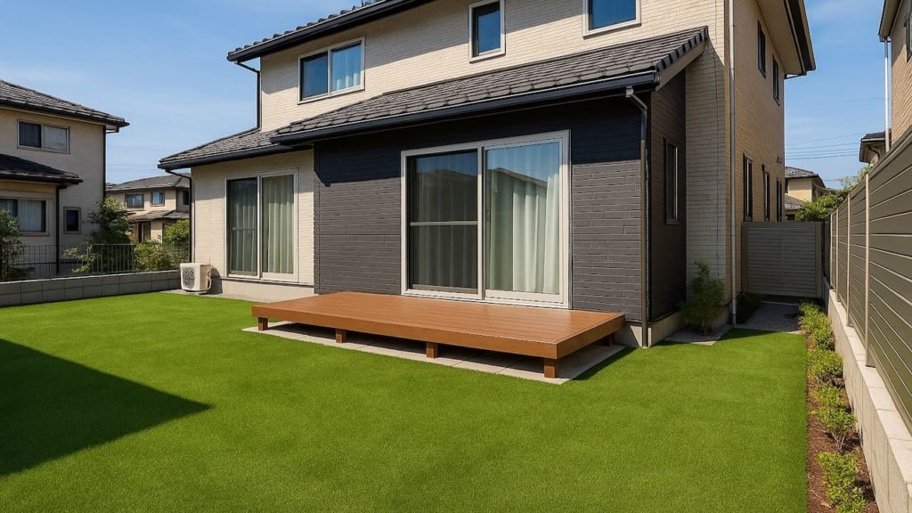 安城市の戸建て外構に施工された人工芝のイメージ