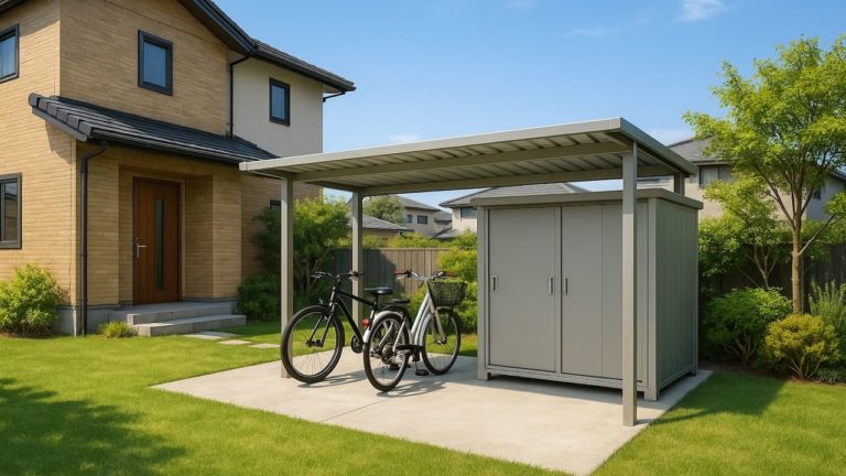 安城市の戸建て外構に施工された自転車置き場のイメージ