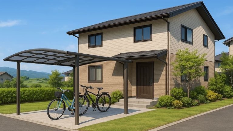 安城市の戸建て外構に施工されたサイクルポートのイメージ