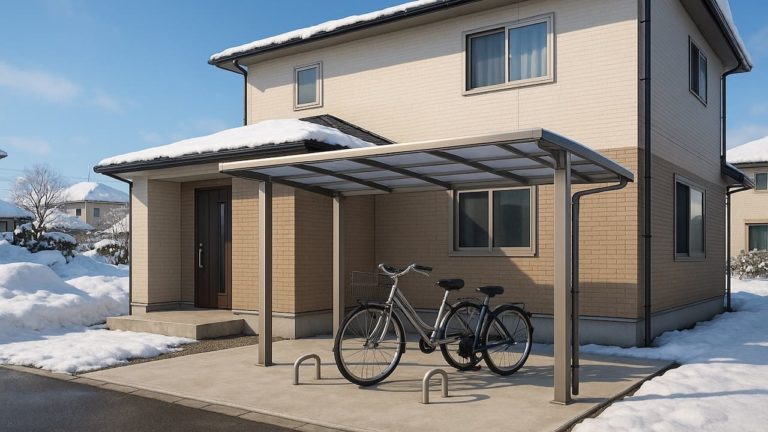 青森県の戸建て外構に施工されたサイクルポートのイメージ