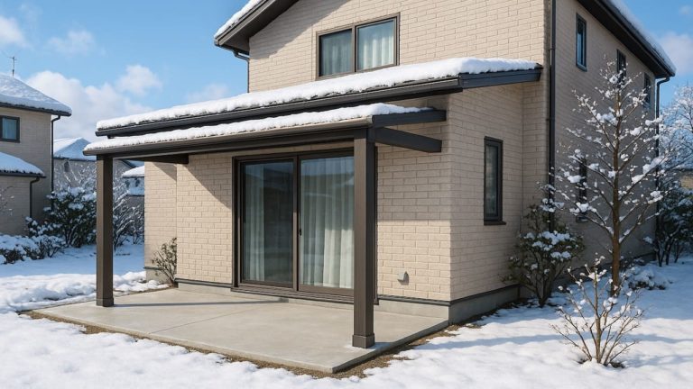 青森県の戸建て外構に施工されたテラス屋根のイメージ