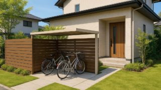 朝霞市の戸建て外構に施工された自転車置き場のイメージ