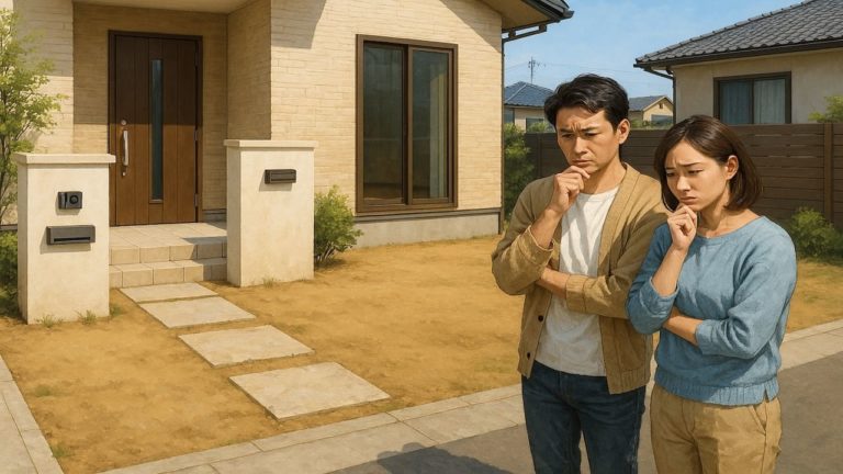 足利市の外構工事の失敗にがっかりする夫婦のイメージ