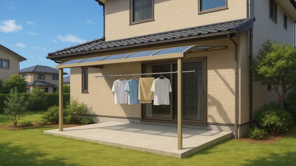 足利市の戸建て外構に施工されたテラス屋根のイメージ