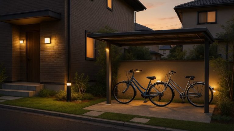 厚木市の戸建て外構に施工された自転車置き場のイメージ