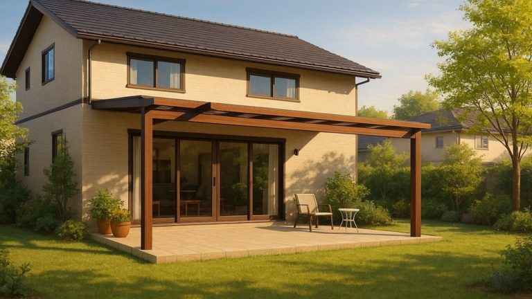 厚木市の戸建て外構に施工されたテラス屋根のイメージ