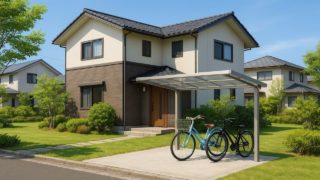 別府市の戸建て外構に施工された自転車置き場のイメージ