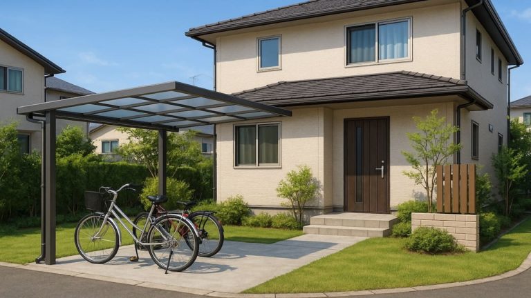 別府市の戸建て外構に施工されたサイクルポートのイメージ