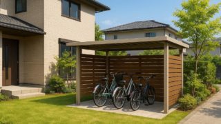 千葉県の戸建て外構に施工された自転車置き場のイメージ