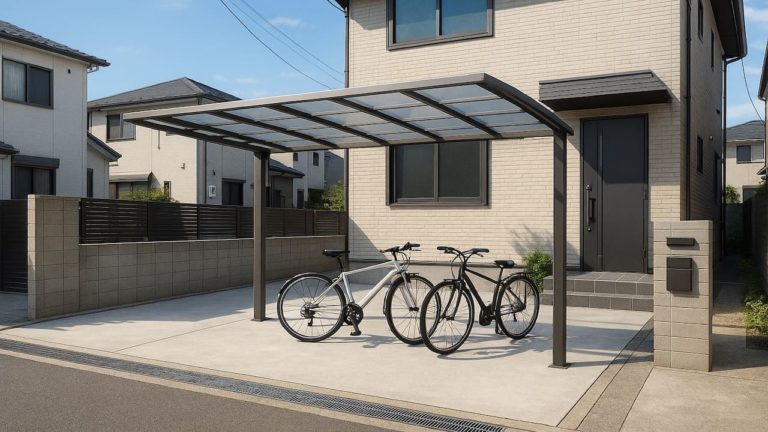 千葉県の戸建て外構に施工されたサイクルポートのイメージ