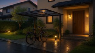 茅ヶ崎市の戸建て外構に施工された自転車置き場のイメージ