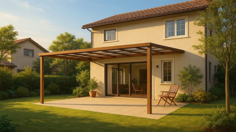 茅ヶ崎市の戸建て外構に施工されたテラス屋根のイメージ