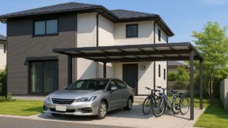 筑西市の戸建て外構に施工された自転車置き場のイメージ