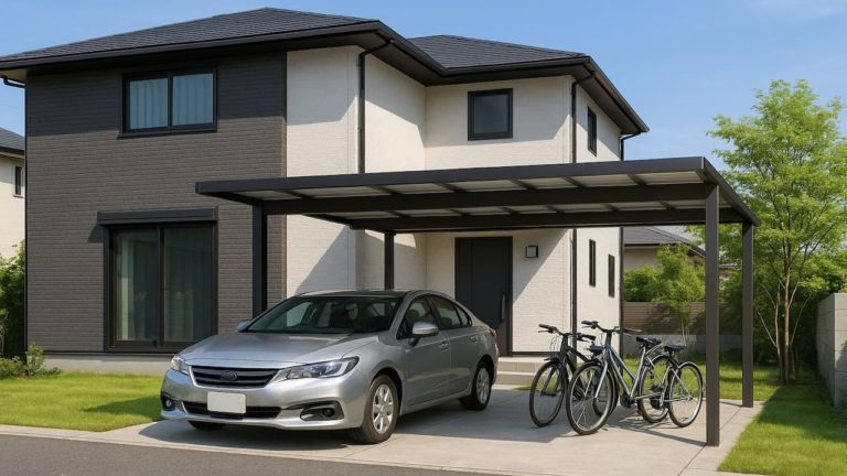 筑西市の戸建て外構に施工された自転車置き場のイメージ