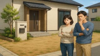 筑西市の外構工事の失敗にがっかりする夫婦のイメージ