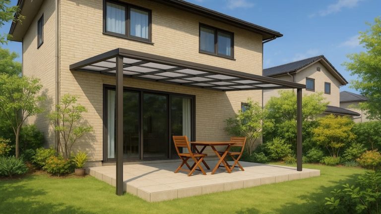 筑西市の戸建て外構に施工されたテラス屋根のイメージ