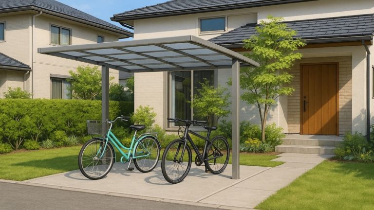 筑紫野市の戸建て外構に施工されたサイクルポートのイメージ