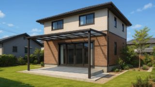 筑紫野市の戸建て外構に施工されたテラス屋根のイメージ