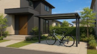 調布市の戸建て外構に施工された自転車置き場のイメージ