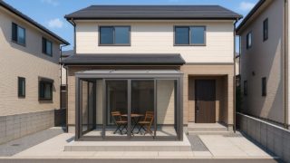 調布市の戸建て外構に施工されたテラス囲い・サンルームのイメージ