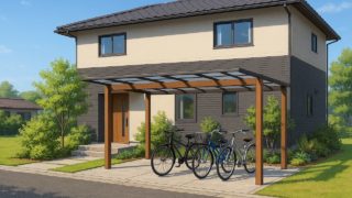 大東市の戸建て外構に施工されたサイクルポートのイメージ