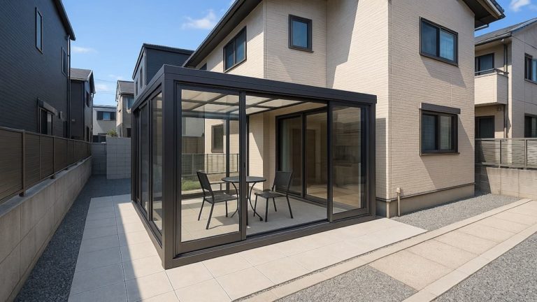 大東市の戸建て外構に施工されたテラス囲い・サンルームのイメージ