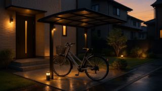 【海老名市】自転車置き場の価格帯|子どもが増えても対応する型 海老名市の戸建て外構に施工された自転車置き場のイメージ