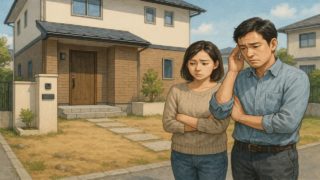 【海老名市】外構工事の失敗5パターン|使い方を決めないまま形だけ整えた例 海老名市の外構工事の失敗にがっかりする夫婦のイメージ