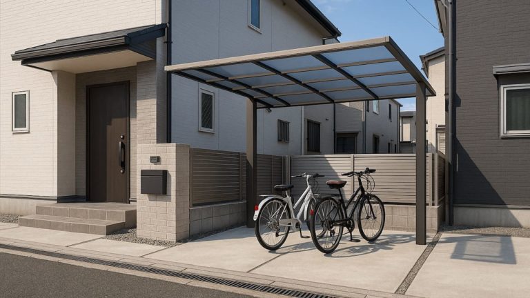 江戸川区の戸建て外構に施工されたサイクルポートのイメージ