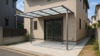 【江戸川区】テラス屋根の工事相場|安くできない部分と削っていい部分 江戸川区の戸建て外構に施工されたテラス屋根のイメージ