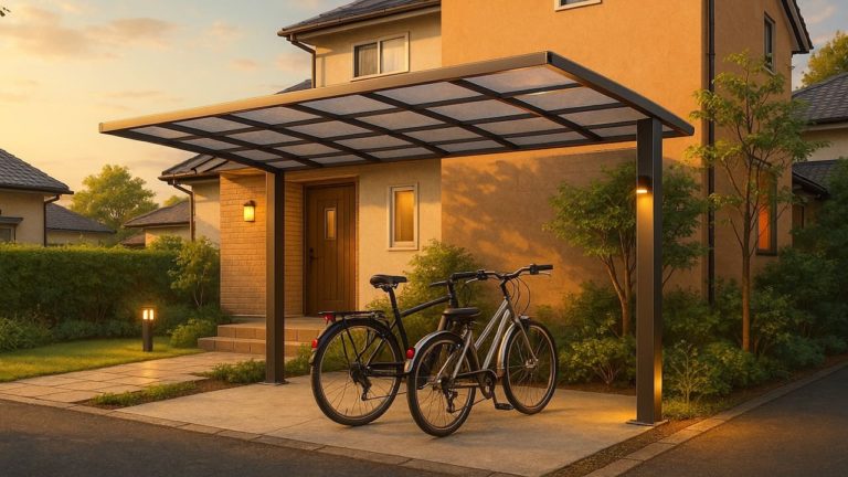 愛媛県の戸建て外構に施工された自転車置き場のイメージ