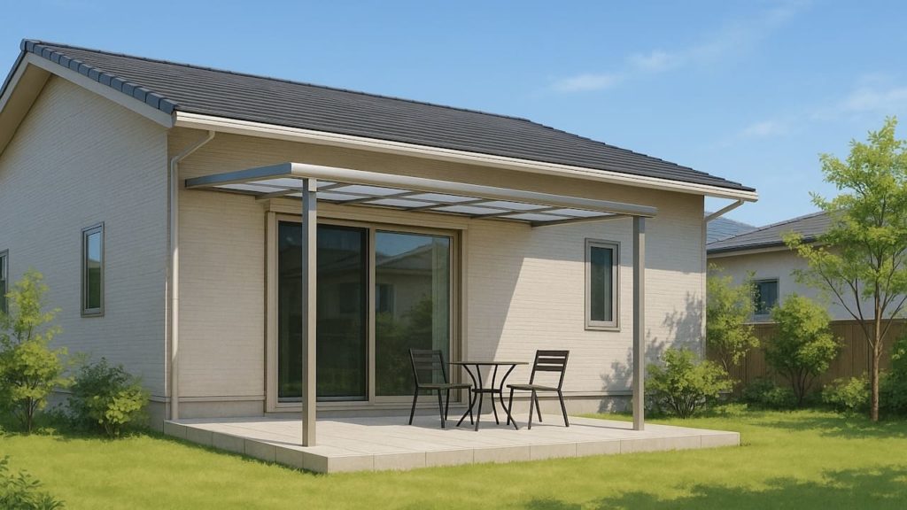 愛媛県の戸建て外構に施工されたテラス屋根のイメージ